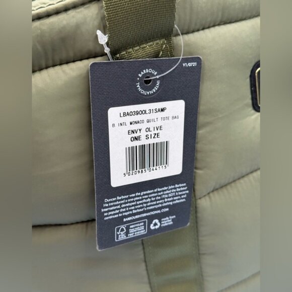 🆕 BARBOUR INTL 🧿 NWT Monaco Quilted Tote Bag, Envy Olive * SAMPLE * - Picture 8 of 16